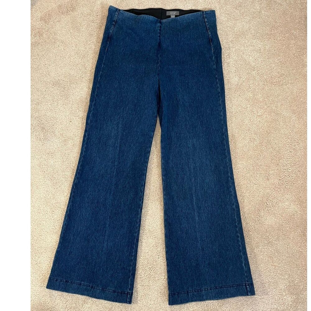 Lysse NY Pull-On Knit Denim Pants High Waist Smoothing Mid Wash Stretch Size XL